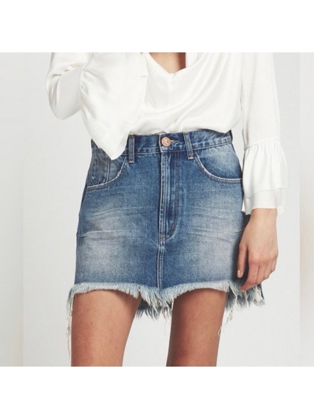 All Saints X Revolve Kim Vintage High Rise denim pencil skirt 2 25